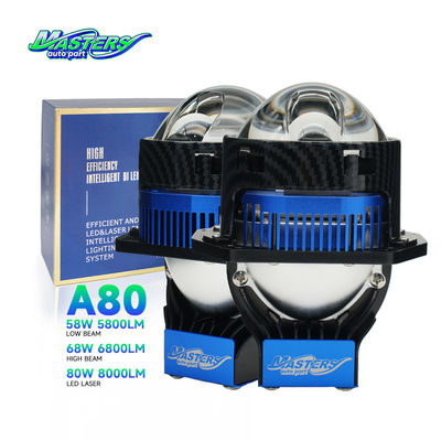 ماسترز A80 لنز ليزر LED / Hi / Lo Beam 85W 8500 لومن 3 اینچ دو ليزر پروژکتور